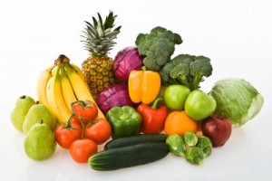 Variety of fresh fruits and vegetables
